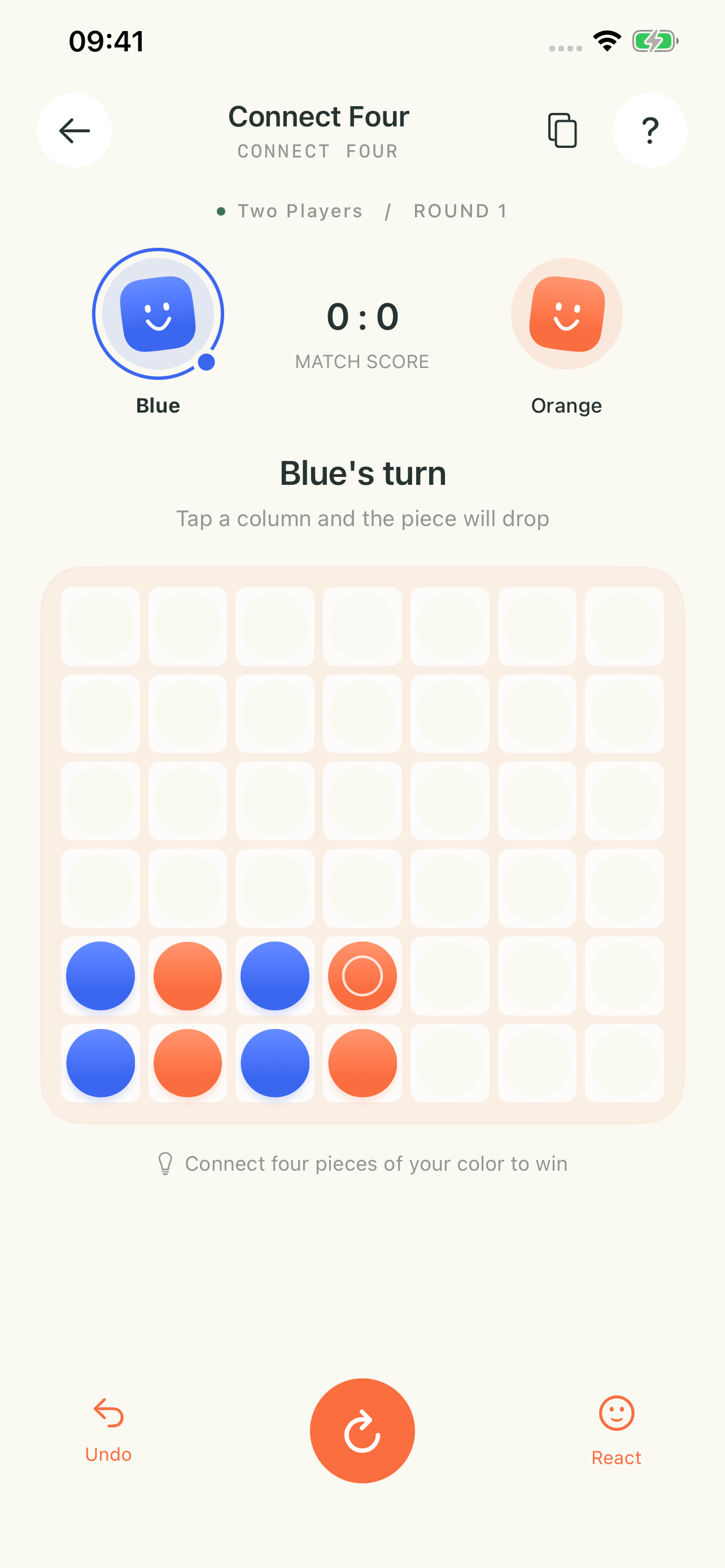 Connect Four game screen